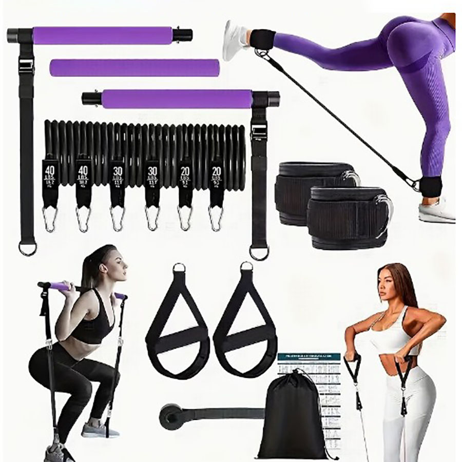 180lbs Resistance Bands with A - огляд і ціна Pilates Bar Kit With Resistance Bands