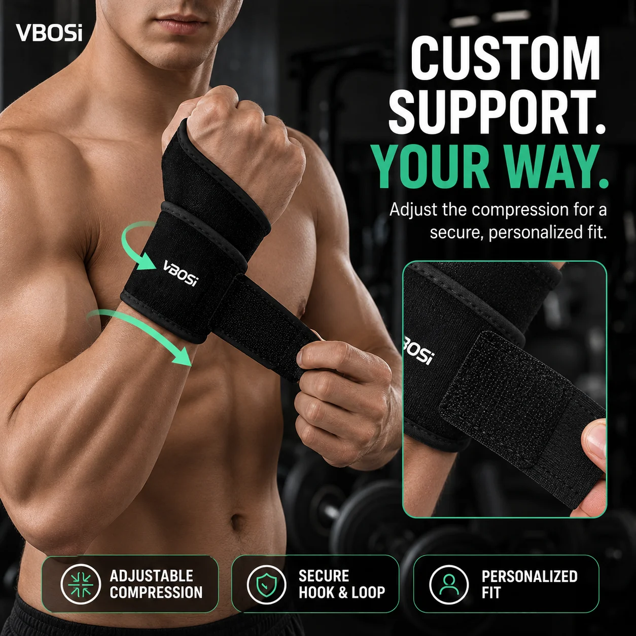 VBSOi Adjustable Wrist Support - огляд і ціна Wrist Wraps Weightlifting Support