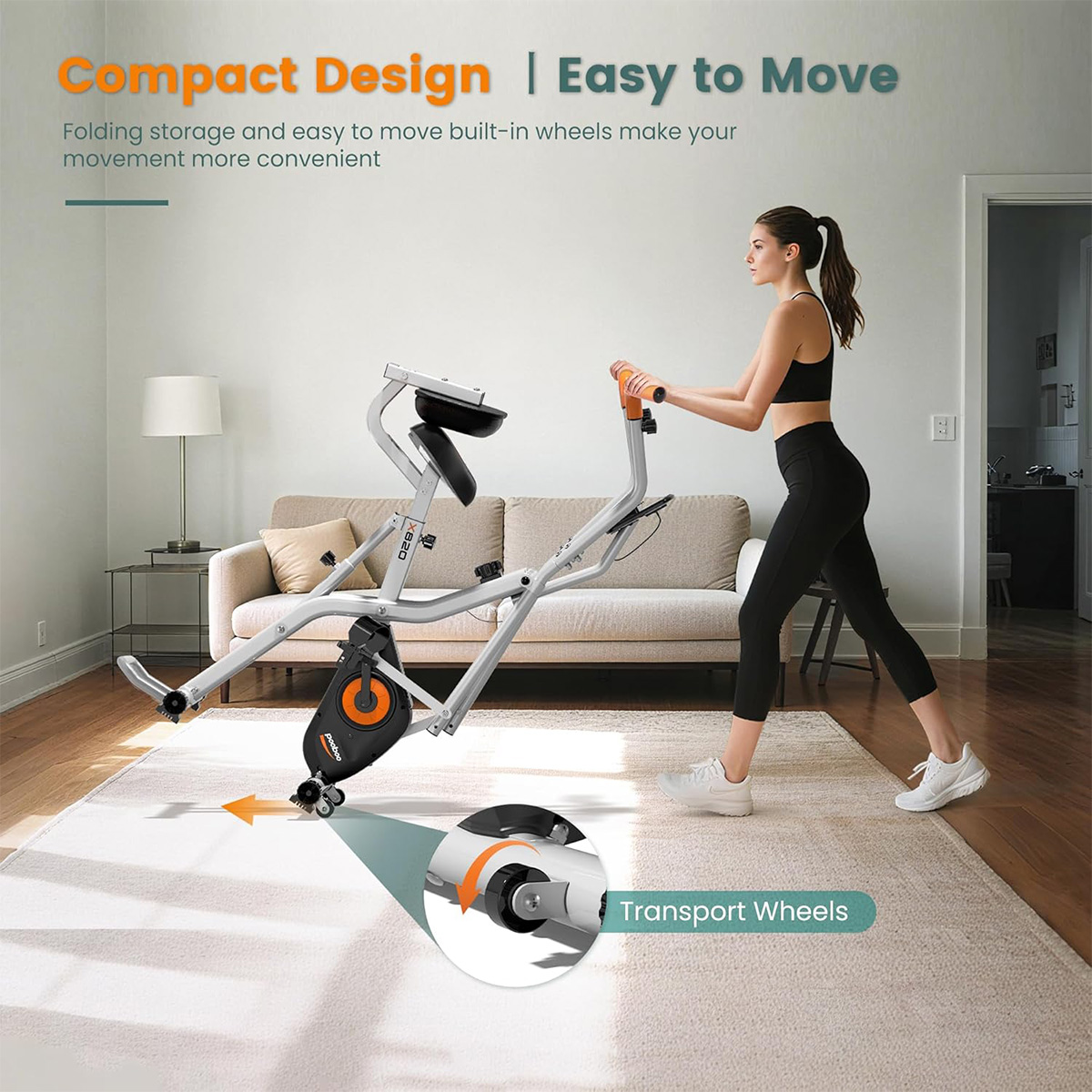 Pooboo Foldable 2-in-1 Exercis - огляд і ціна Exercise Bike Magnetic Resistance